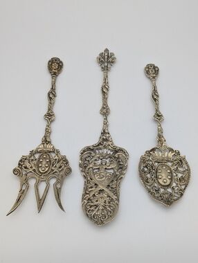 Vintage Ugo Belini Italian Ornate 3 Piece Serving Set